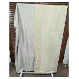 (2) Beige & Gray Grommet Curtains