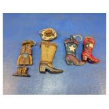 (4) Western Boot & Outfit Ornaments