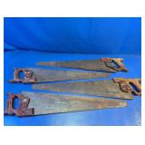 (4) Hand Saws with Wood Handles