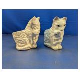 (2) White Cat Figurine Planters