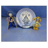 (3) Religious Figurine & Plate Dï¿½cor