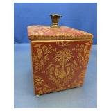 Red & Gold Decorative Square Jar w/ Lid