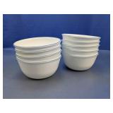 (9) Corelle White Bowls w/ Blue Trim