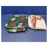 (2) Holiday Table Covers w/ Floral Prints
