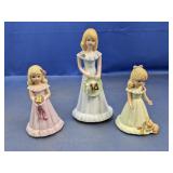 (3) Decorative Age-Themed Girl Figurines