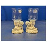 (2) Ceramic Angel Candle Holders
