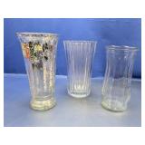(3) Clear Ribbed Glass Bud Vase Set
