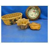 (4) Decorative Basket, Dish & Plate Assortment