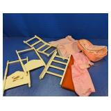 (7) Barbie Doll Furniture Pieces and Bedding