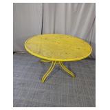 (1) Yellow Metal Mesh Table
