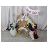 (1) Lighted Penguin North Pole Display Set
