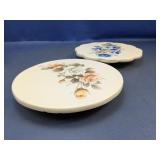 (2) Floral Ceramic Lazy Susan Plates