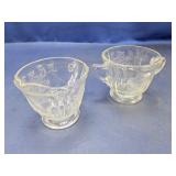 (2) Clear Patterned Glass Creamer & Sugar Set