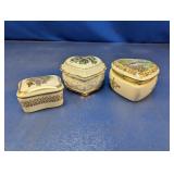 (3) Heritage House Porcelain Trinket Boxes