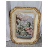 (1) Framed Needlepoint Landscape Artwork