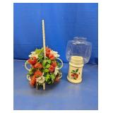 (2) Strawberry Floral Dï¿½cor & Lamp Base