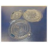 (3) Clear Decorative Trays with Floral and