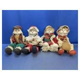 (4) Christmas-Themed Plush Bunny/Rabbit Dolls