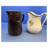 (2) Vintage Ceramic Pitchers Duo