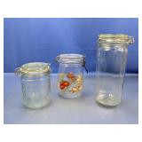 (3) Clear Glass Kitchen Canisters