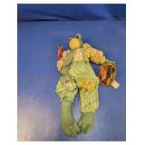(1) Handmade Cloth Frog Doll w/ Fishing Basket