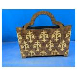 (1) Wooden Fleur-de-Lis Carry Box