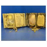 (2) Vintage Open Book Decorative Plaques Duo