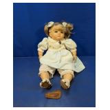 Large Geli Doll in Blue Dress w/ Lace Trim