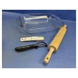 (4) Kitchen Utensils & Glass Dish