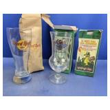 (2)Hard Rock Cafe & Rainforest Cafe Glasses