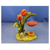 (1) Tulip Flower Figurine with Hanging Dish