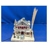 (1) Lighted Holiday House with Fiber Optic Tree