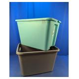 (2) Sterilite Plastic Storage Totes