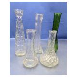 (5) Assorted Decorative Bud Vases ï¿½ Clear and