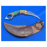 Damascus Full-Tang Karambit Knife w/ Sheath