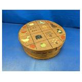(1) Round Wooden Box with Country Folk Art
