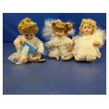 (3) Angel Dolls in White Dresses