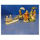 (4) Porcelain Figurines & Music Box