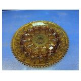 (1) Amber Glass Egg Plate