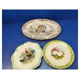 (3) Vintage Farm Fowl Plates & Platter Trio