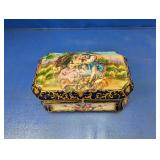 (1) Porcelain Trinket Box with Romantic Scene