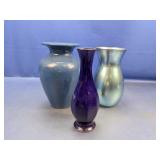 (3) Ceramic & Metallic Glass Vases