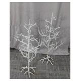 (2) White Glitter Twig Trees