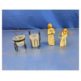 (4) Angel Figurines & Metal Candle Holders