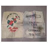 (2) Vintage Burlap Coffee Bean Sack