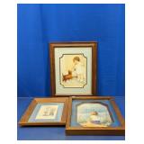 (3) Vintage Framed Child Art Prints Trio