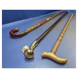 (3) Wooden Walking Canes