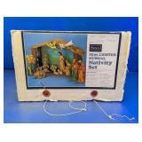 (1) Sears 15pc Lighted Musical Nativity Set