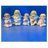 (5) Porcelain Cherub Angel Figurines