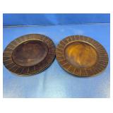 (3) Plastic Charger Plates ï¿½ Brown & Gold Tone